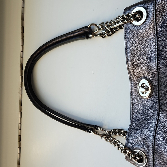 BONUS OFFERWITH PURCHASE  Metallic gray Coach shoulder bag - Picture 6 of 15